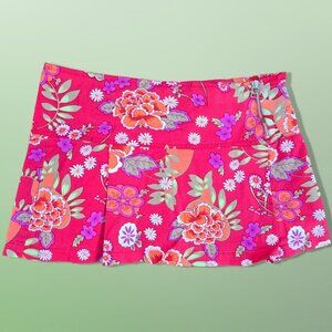 Vintage 90s Y2K Pleated Micro mini Skirt With Zipper Size S Red Orange Floral